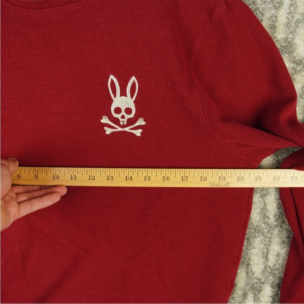 Psycho Bunny Shirt Men Large Red Long Sleeve Crew Neck Sweater EUC - Picture 8 of 9